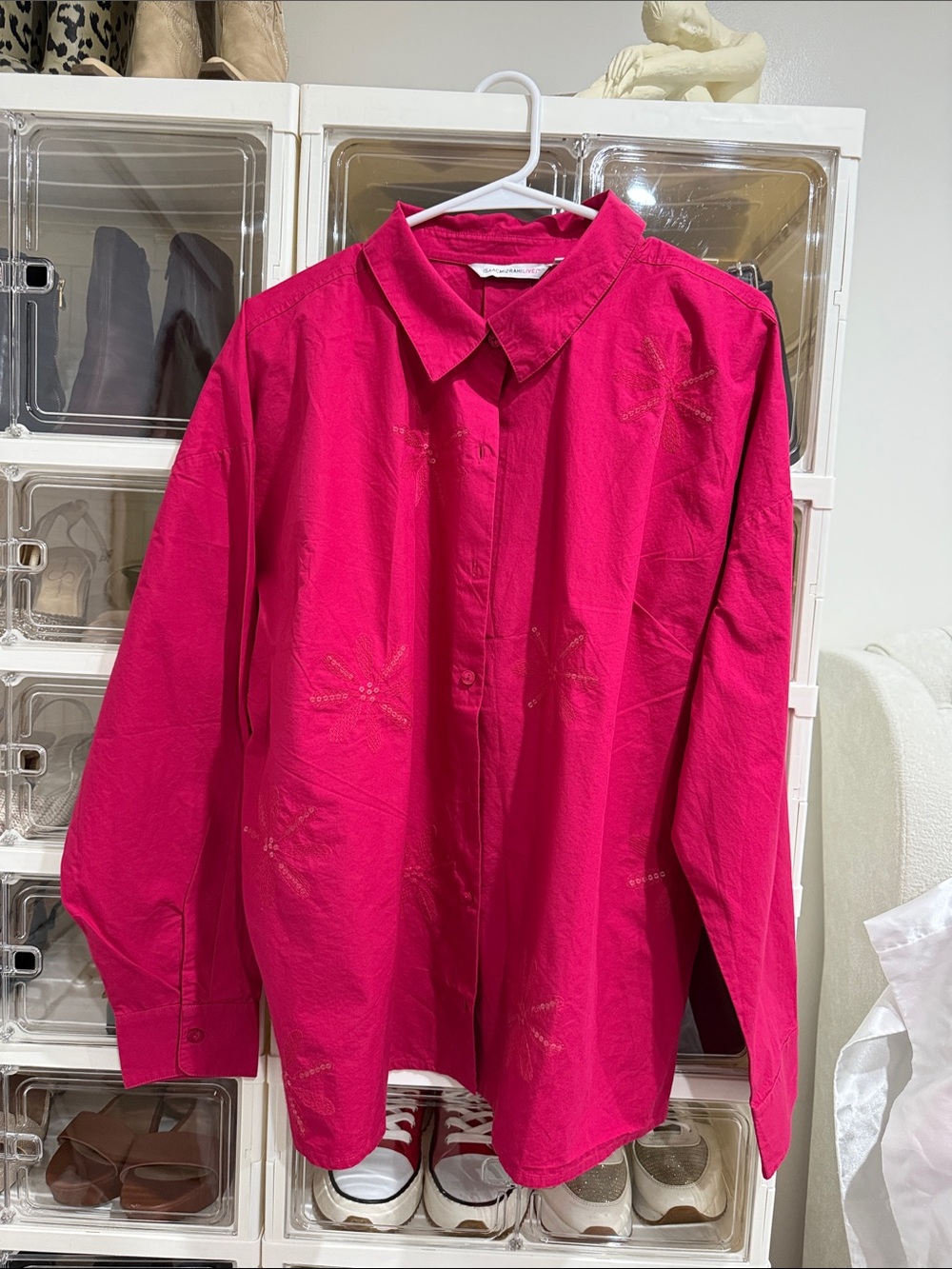 Isaac Mizrahi Hot Pink Button-Down Shirt